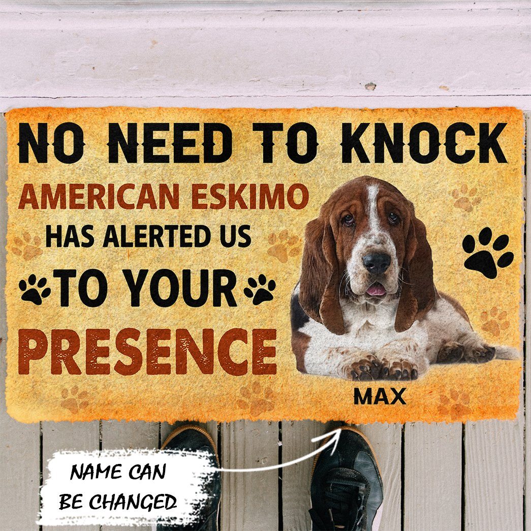 Gearhuman 3D No Need To Knock Basset Hound Dog Custom Name Doormat GV26013 Doormat