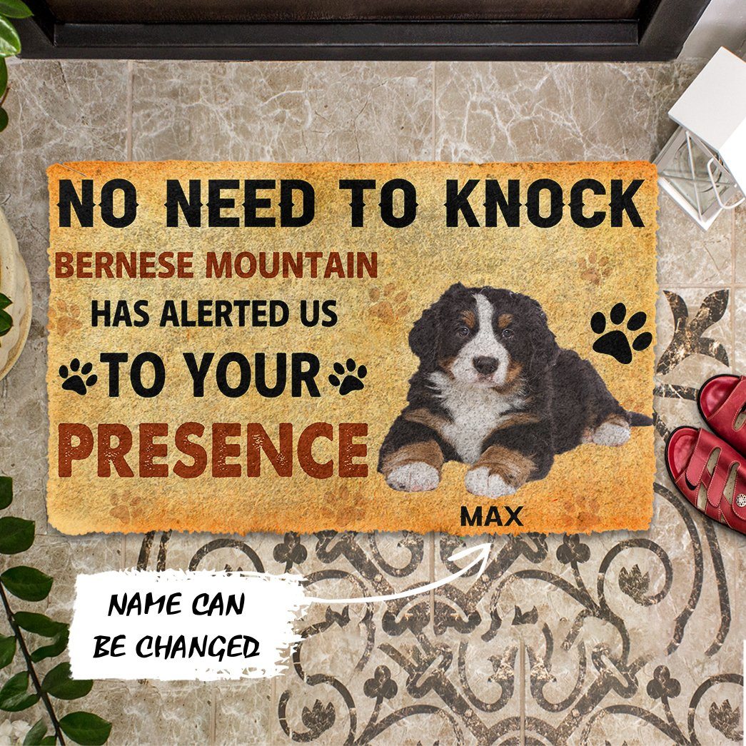 Gearhuman 3D No Need To Knock Bernese Mountain Dog Custom Name Doormat GV28016 Doormat