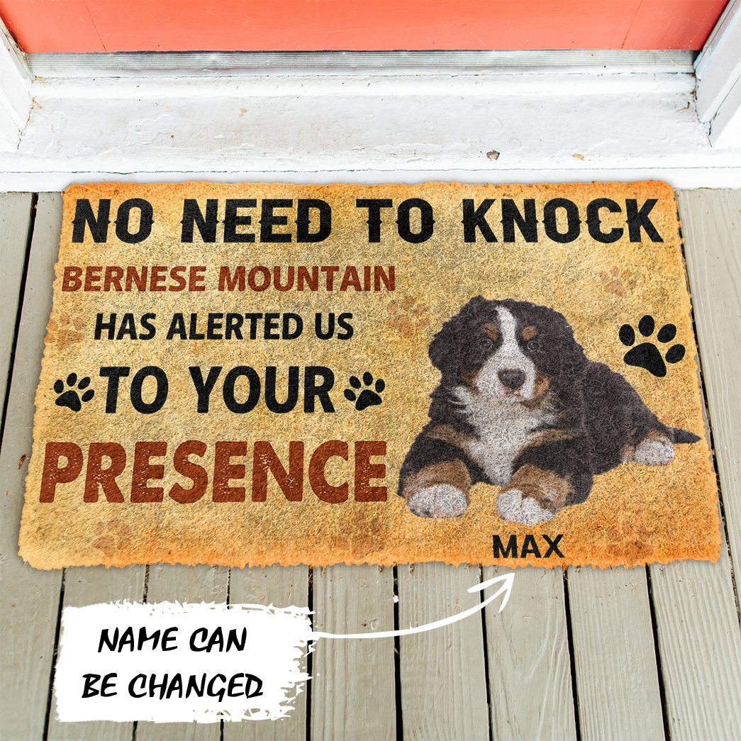 Gearhuman 3D No Need To Knock Bernese Mountain Dog Custom Name Doormat GV28016 Doormat