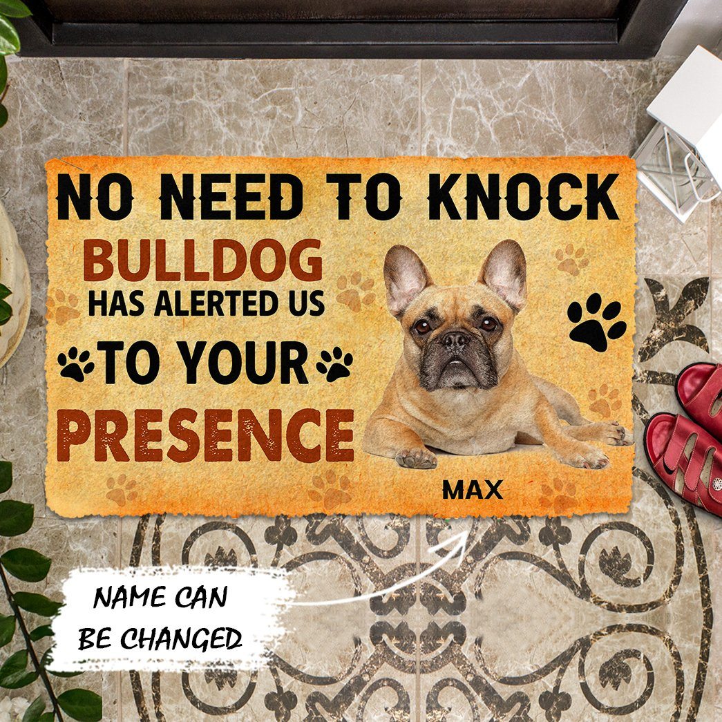 Gearhuman 3D No Need To Knock Bulldog Custom Name Doormat GV26015 Doormat