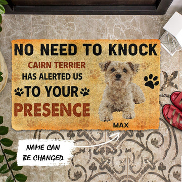 Gearhumans 3D No Need To Knock Cairn Terrier Dog Custom Name Doormat