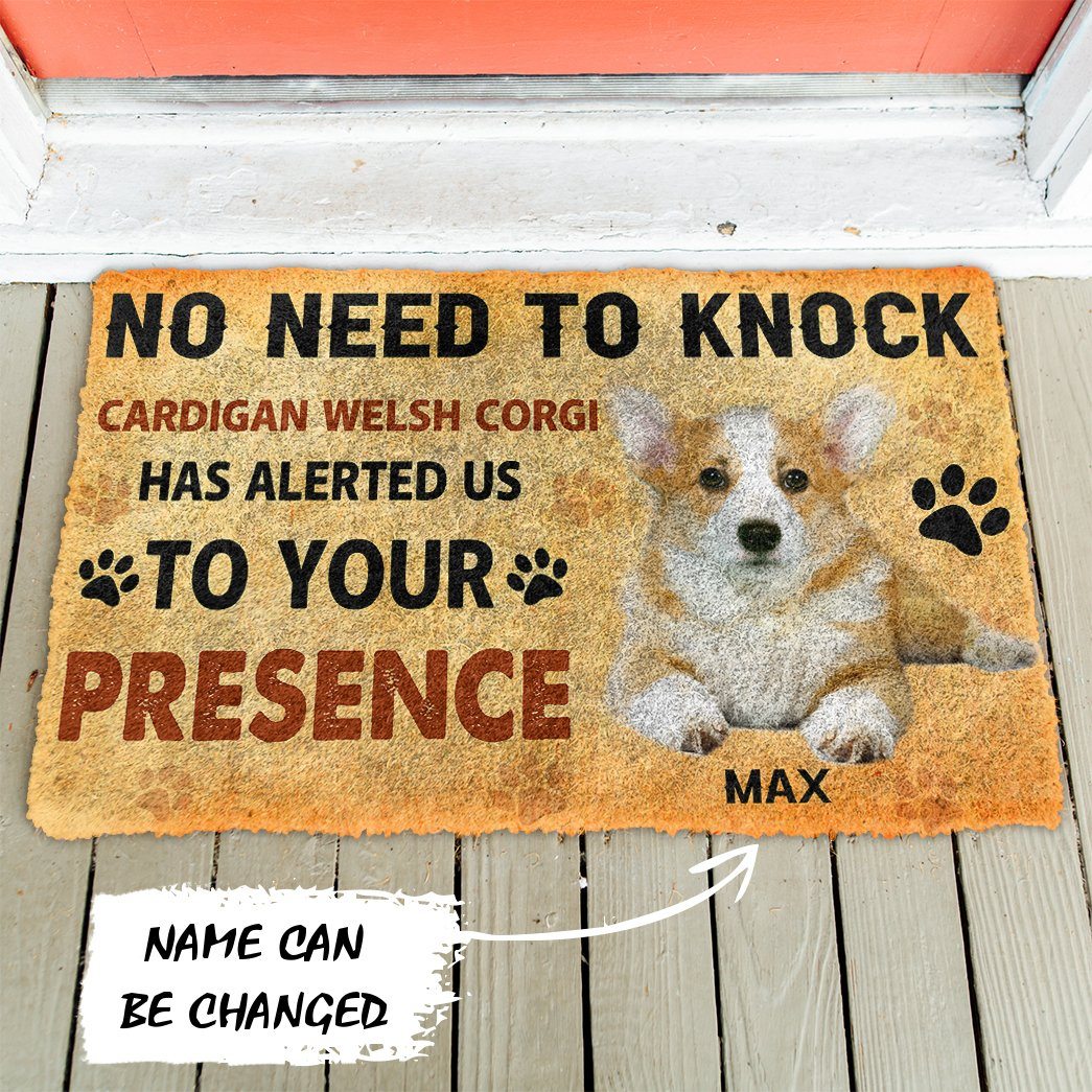 Gearhuman 3D No Need To Knock Cardigan Welsh Corgi Dogs Custom Name Doormat GV26019 Doormat