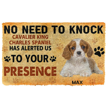 Gearhumans 3D No Need To Knock Cavalier King Charles Spaniel Dog Custom Name Doormat