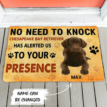 Gearhumans 3D No Need To Knock Chesapeake Bay Retriever Dog Custom Name Doormat