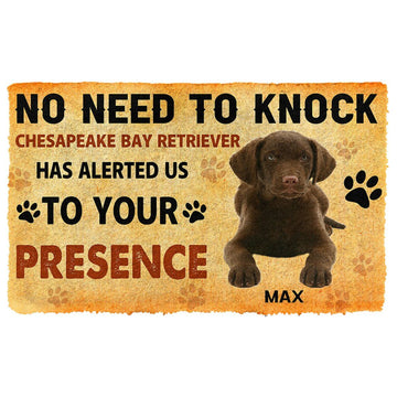 Gearhumans 3D No Need To Knock Chesapeake Bay Retriever Dog Custom Name Doormat