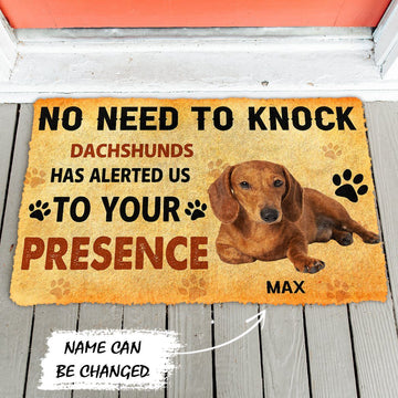 Gearhumans 3D No Need To Knock Dachshunds Dog Custom Name Doormat