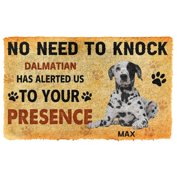 Gearhumans 3D No Need To Knock Dalmatian Dog Custom Name Doormat