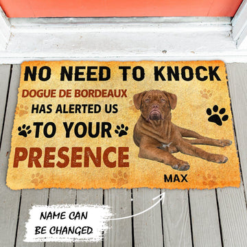 Gearhumans 3D No Need To Knock Dogue de Bordeaux Dog Custom Name Doormat