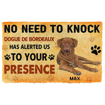 Gearhumans 3D No Need To Knock Dogue de Bordeaux Dog Custom Name Doormat