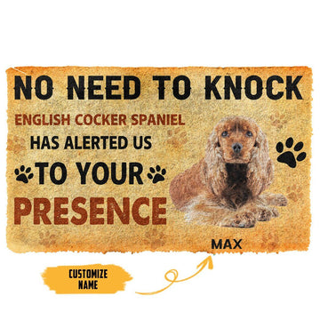 Gearhumans 3D No Need To Knock English Cocker Spaniel Dog Custom Name Doormat