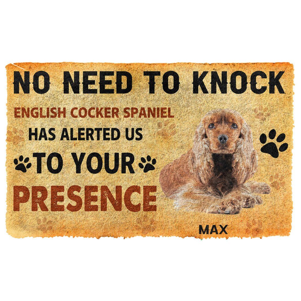 Gearhuman 3D No Need To Knock English Cocker Spaniel Dog Custom Name Doormat GV280114 Doormat Doormat S(15,8''x23,6'')