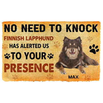 Gearhumans 3D No Need To Knock Finnish Lapphund Dog Custom Name Doormat