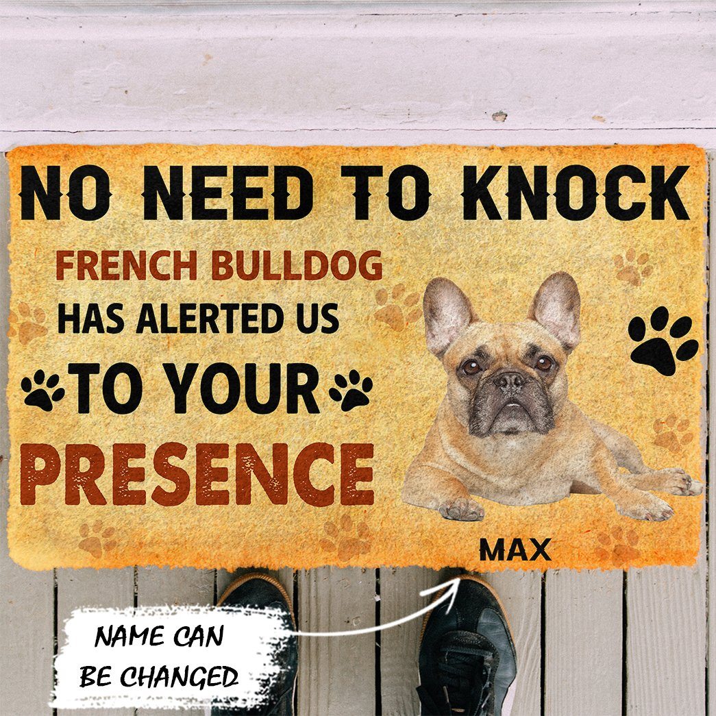 Gearhuman 3D No Need To Knock French Bulldog Dog Custom Name Doormat GV270114 Doormat