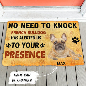 Gearhumans 3D No Need To Knock French Bulldog Dog Custom Name Doormat