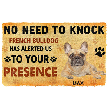 Gearhuman 3D No Need To Knock French Bulldog Dog Custom Name Doormat GV270114 Doormat Doormat S(15,8''x23,6'')