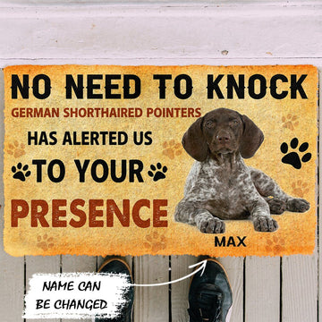 Gearhumans 3D No Need To Knock German Shorthaired Pointers Dog Custom Name Doormat