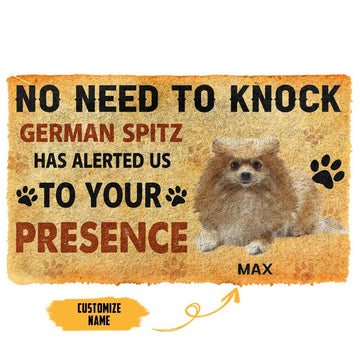 Gearhumans 3D No Need To Knock German Spitz Dog Custom Name Doormat