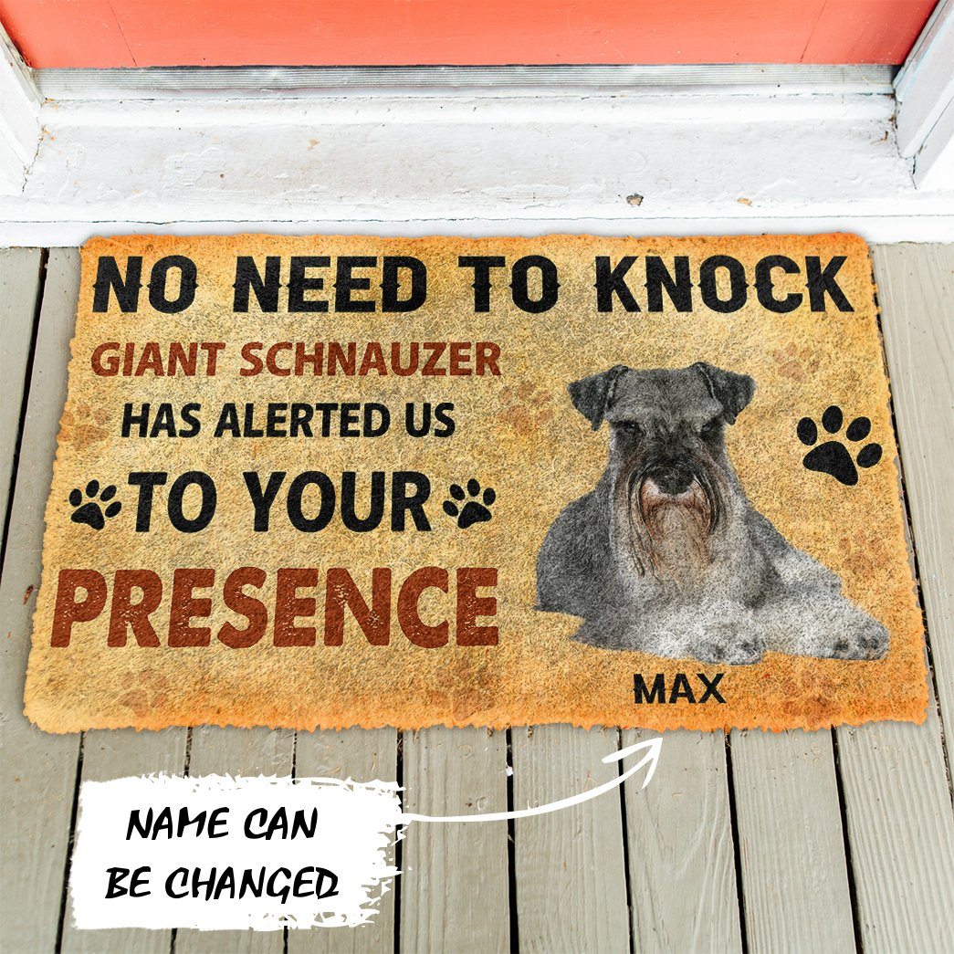 Gearhuman 3D No Need To Knock Giant Schnauzer Dog Custom Name Doormat GV280119 Doormat