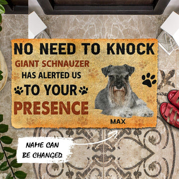 Gearhumans 3D No Need To Knock Giant Schnauzer Dog Custom Name Doormat