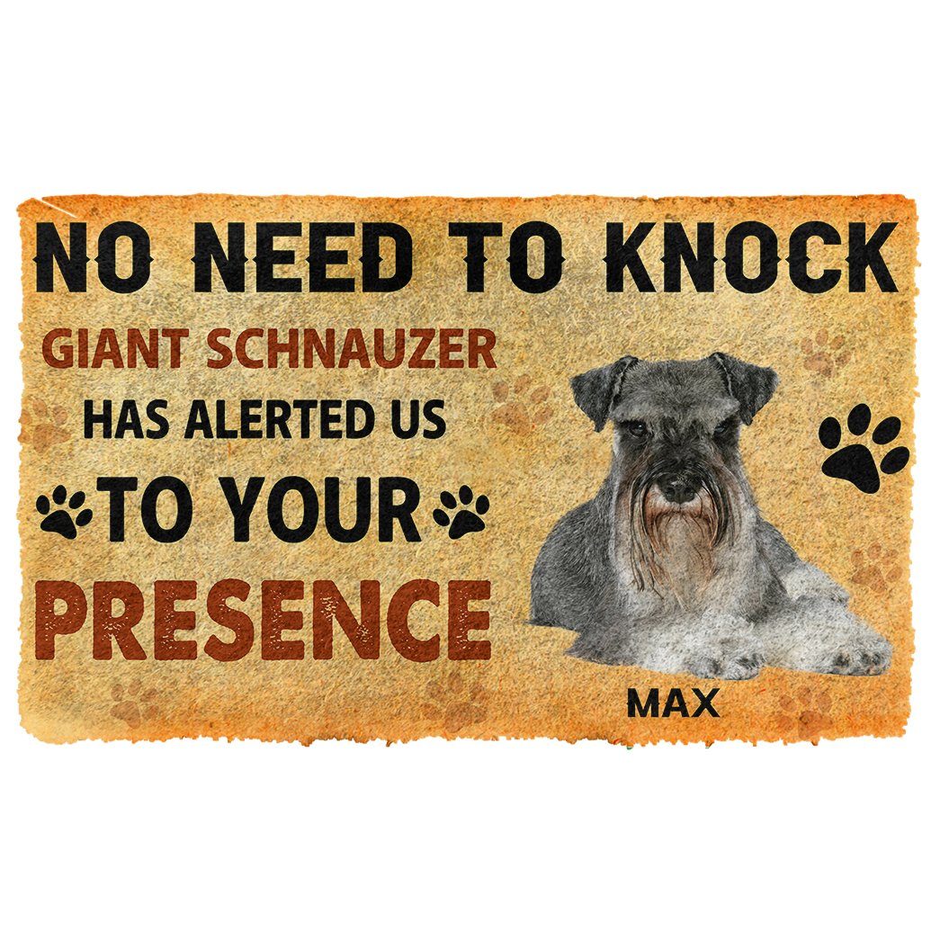 Gearhuman 3D No Need To Knock Giant Schnauzer Dog Custom Name Doormat GV280119 Doormat Doormat S(15,8''x23,6'')