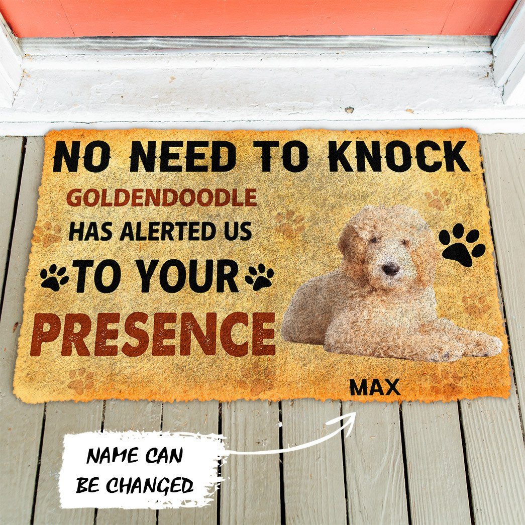 Gearhuman 3D No Need To Knock Goldendoodle Dog Custom Name Doormat GV280112 Doormat