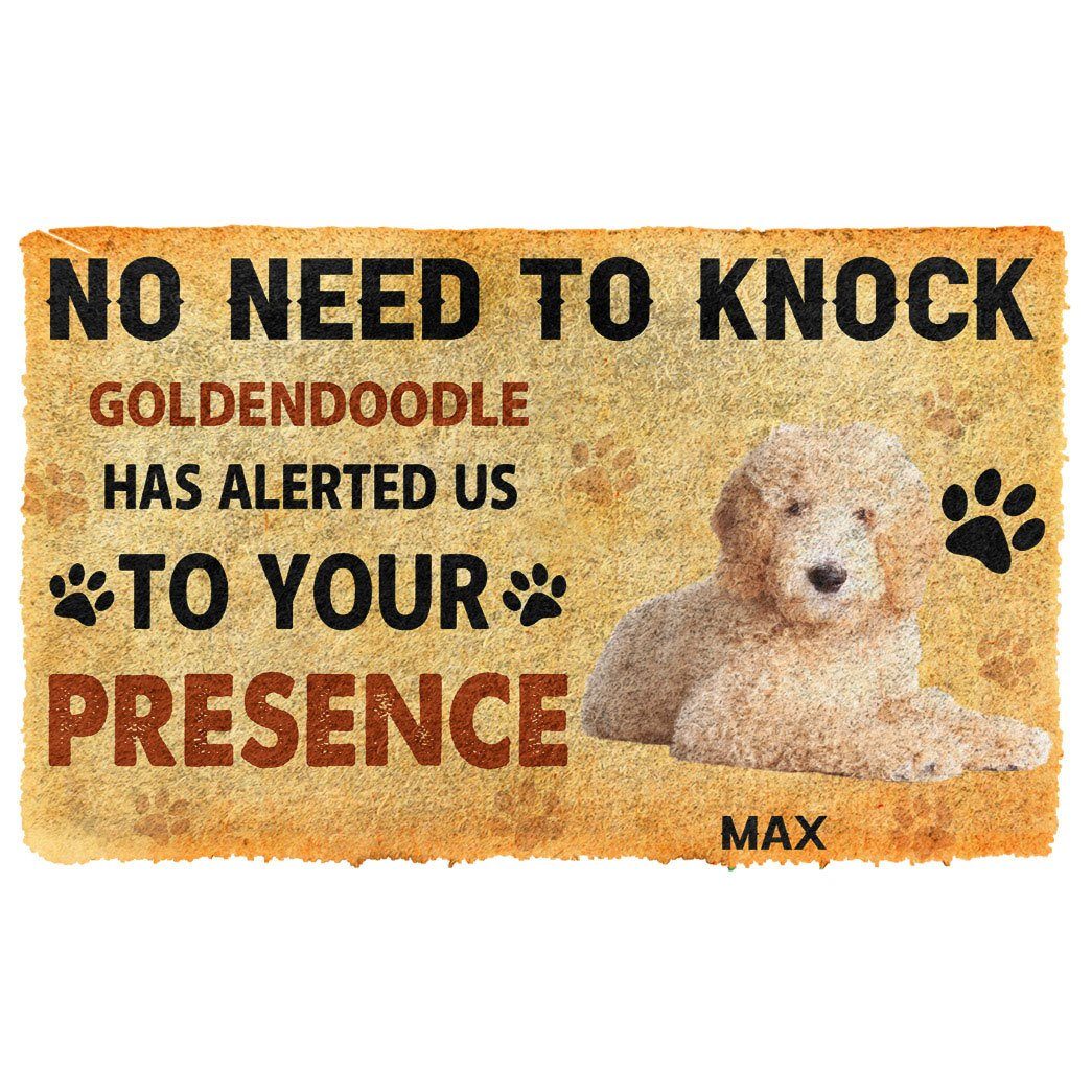 Gearhuman 3D No Need To Knock Goldendoodle Dog Custom Name Doormat GV280112 Doormat Doormat S(15,8''x23,6'')