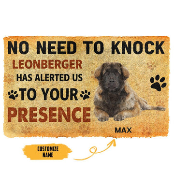 Gearhumans 3D No Need To Knock Leonberger Dog Custom Name Doormat