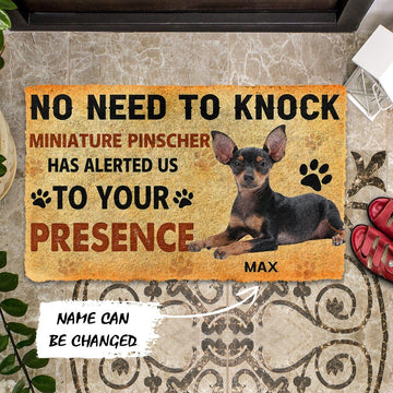Gearhuman 3D No Need To Knock Miniature Pinscher Dog Custom Name Doormat GV28014 Doormat