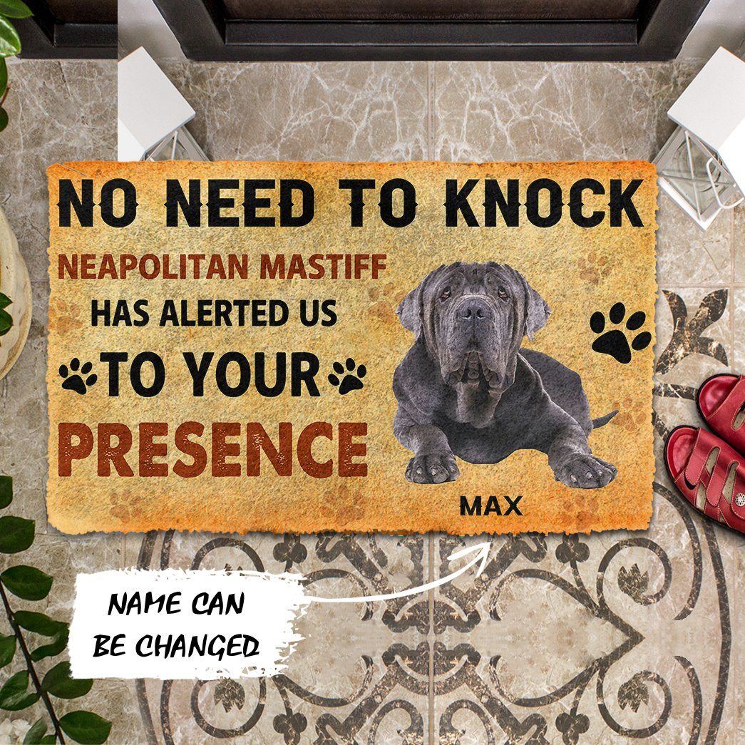 Gearhuman 3D No Need To Knock Neapolitan Mastiff Dog Custom Name Doormat GV280118 Doormat