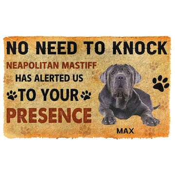 Gearhumans 3D No Need To Knock Neapolitan Mastiff Dog Custom Name Doormat