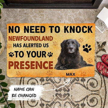 Gearhumans 3D No Need To Knock Newfoundland Dog Custom Name Doormat