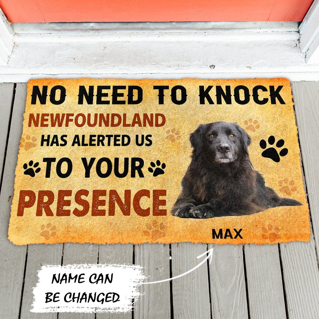 Gearhuman 3D No Need To Knock Newfoundland Dog Custom Name Doormat GV26012 Doormat
