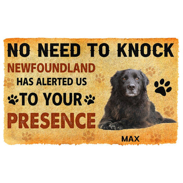 Gearhuman 3D No Need To Knock Newfoundland Dog Custom Name Doormat GV26012 Doormat Doormat S(15,8''x23,6'')