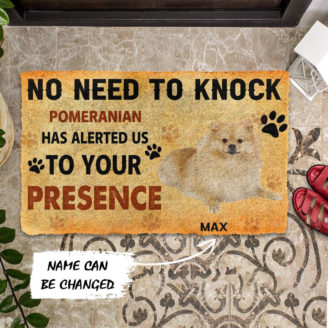 Gearhuman 3D No Need To Knock Pomeranian Dog Custom Name Doormat GV280113 Doormat