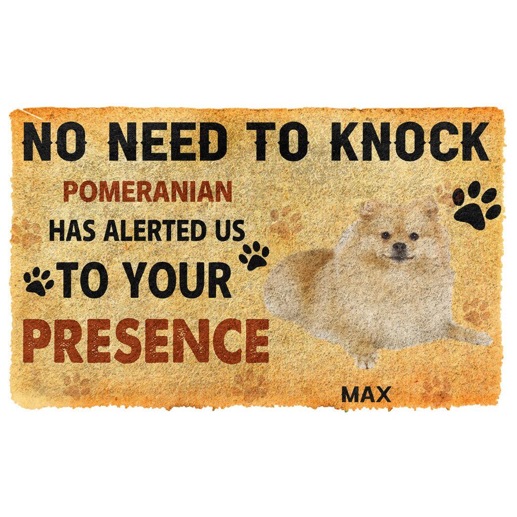 Gearhuman 3D No Need To Knock Pomeranian Dog Custom Name Doormat GV280113 Doormat Doormat S(15,8''x23,6'')