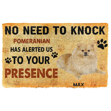 Gearhumans 3D No Need To Knock Pomeranian Dog Custom Name Doormat