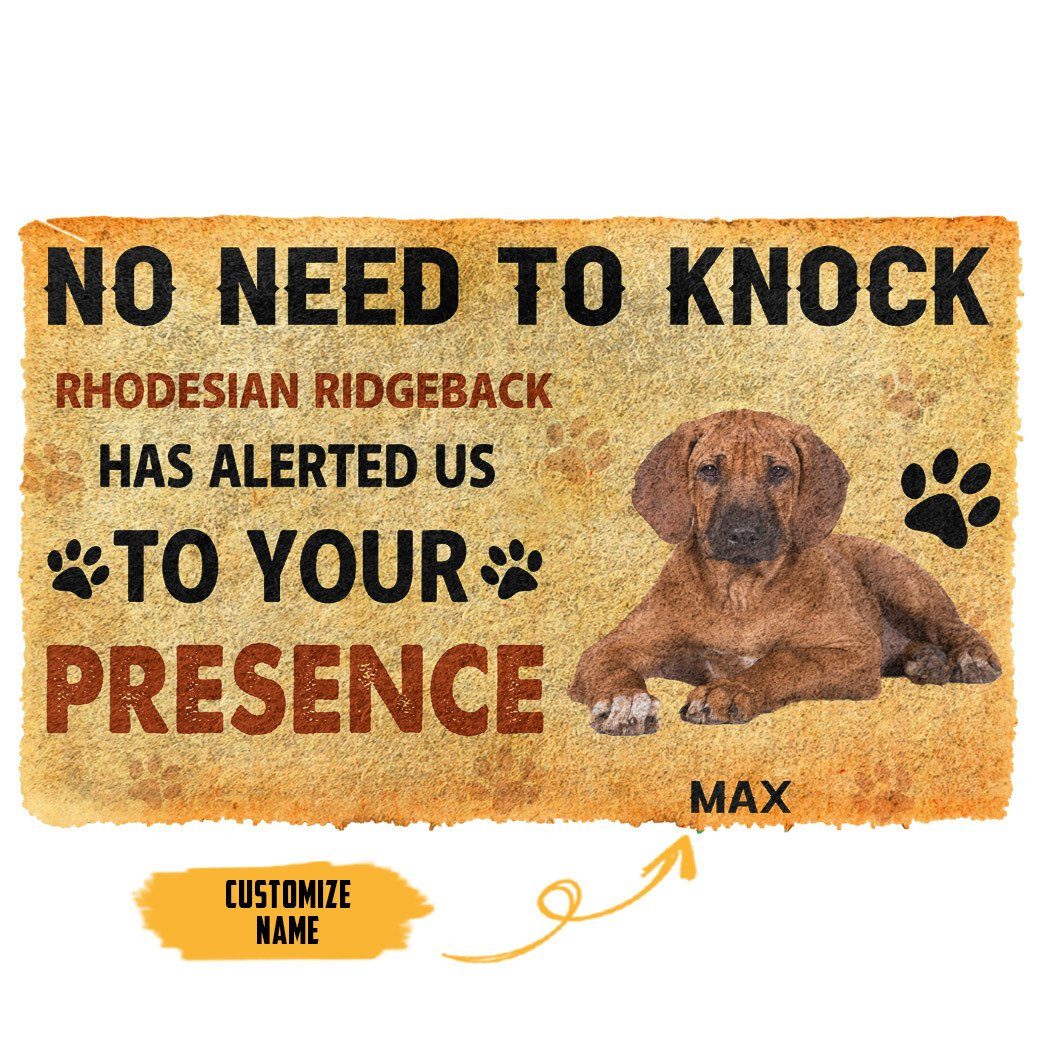 Gearhuman 3D No Need To Knock Rhodesian Ridgeback Dog Custom Name Doormat GV280111 Doormat