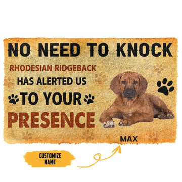 Gearhumans 3D No Need To Knock Rhodesian Ridgeback Dog Custom Name Doormat