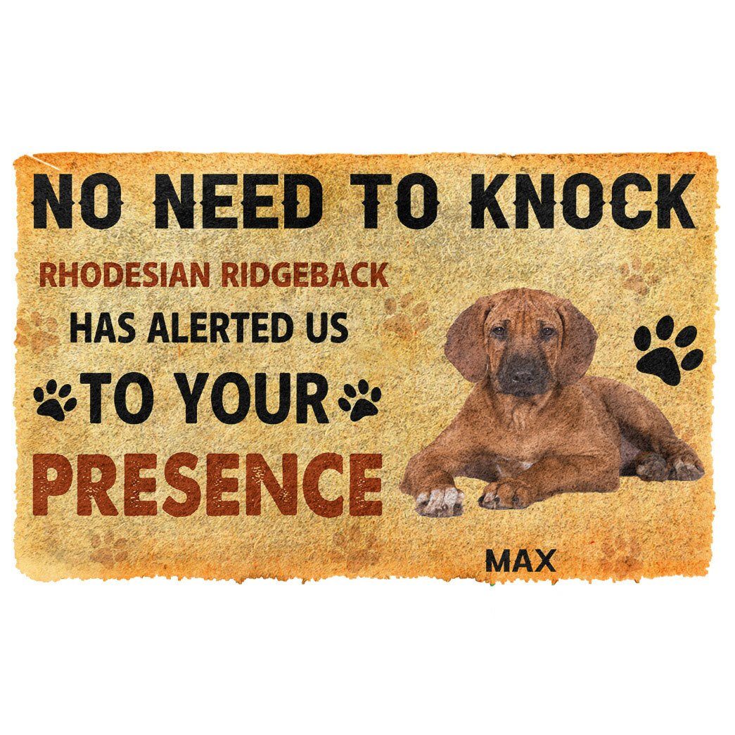 Gearhumans 3D No Need To Knock Rhodesian Ridgeback Dog Custom Name Doo
