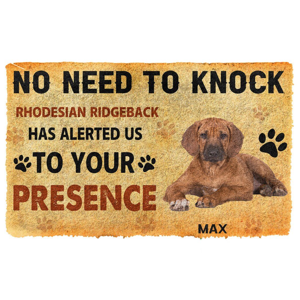 Gearhuman 3D No Need To Knock Rhodesian Ridgeback Dog Custom Name Doormat GV280111 Doormat Doormat S(15,8''x23,6'')