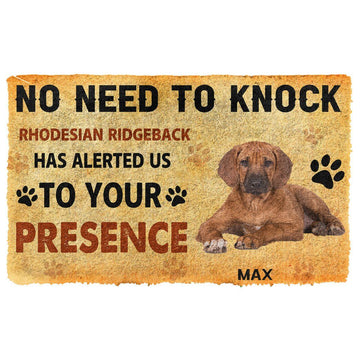 Gearhumans 3D No Need To Knock Rhodesian Ridgeback Dog Custom Name Doormat