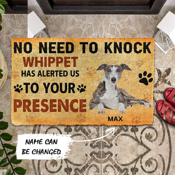 Gearhumans 3D No Need To Knock Whippet Dog Custom Name Doormat