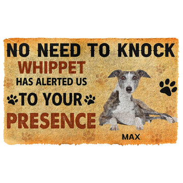 Gearhumans 3D No Need To Knock Whippet Dog Custom Name Doormat