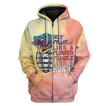 Gearhumans 3D Not Fragile Like A Flower Fragile Like A Bomb Custom Hoodie Apparel