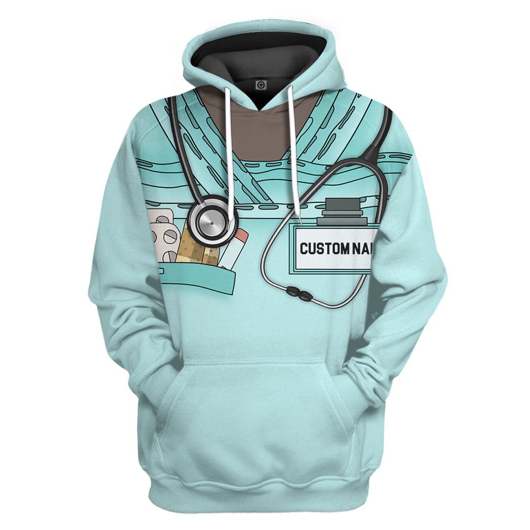 Gearhuman 3D Nurse Blue Uniform Custom Tshirt Hoodie Apparel GB161212 3D Apparel Hoodie S 