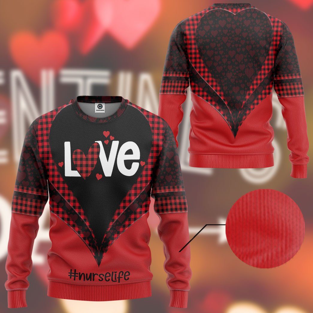 Gearhuman 3D Nurse Life Valentine Custom Tshirt Hoodie Apparel GV140110 3D Apparel 