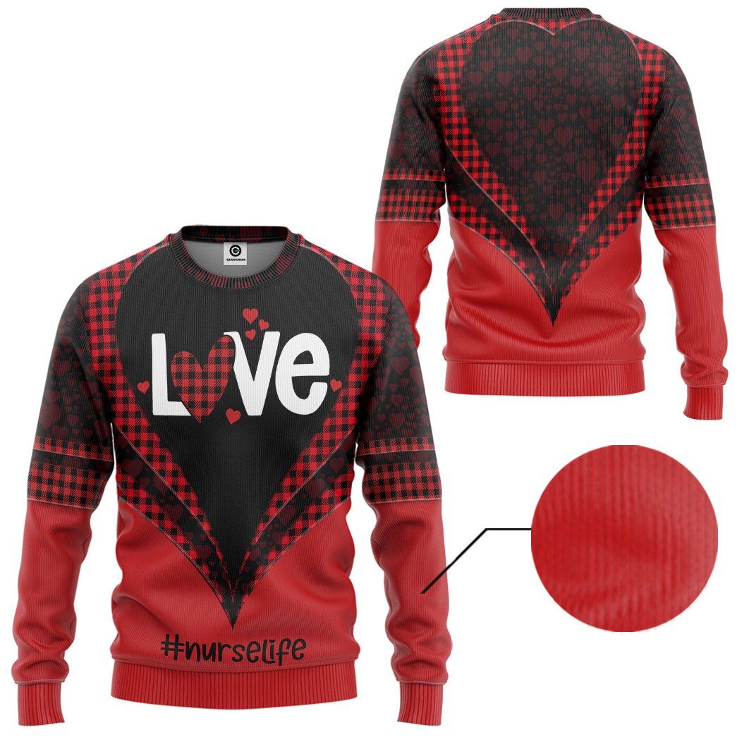 Gearhuman 3D Nurse Life Valentine Custom Tshirt Hoodie Apparel GV140110 3D Apparel 
