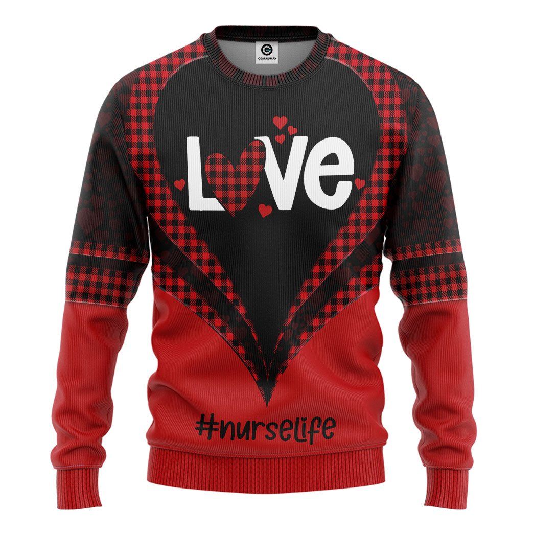 Gearhuman 3D Nurse Life Valentine Custom Tshirt Hoodie Apparel GV140110 3D Apparel Long Sleeve S 