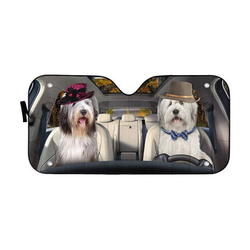 Gearhumans 3D Old English Sheepdog Dog Auto Car Sunshade