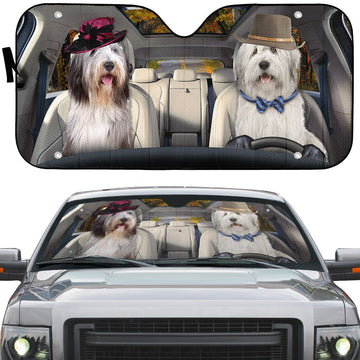 Gearhumans 3D Old English Sheepdog Dog Auto Car Sunshade